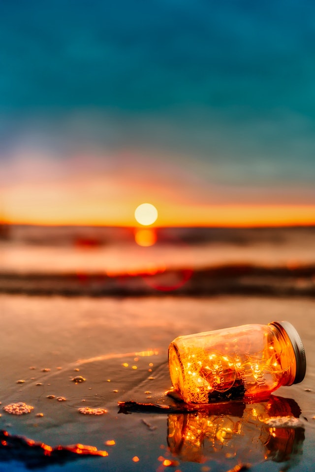 bottle on beach